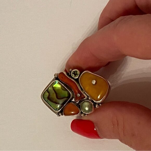 ECHO OF THE DREAMER RING STERLING SILVER MULTI COLOR STONES SIZE 7 15.9g - Picture 4 of 12
